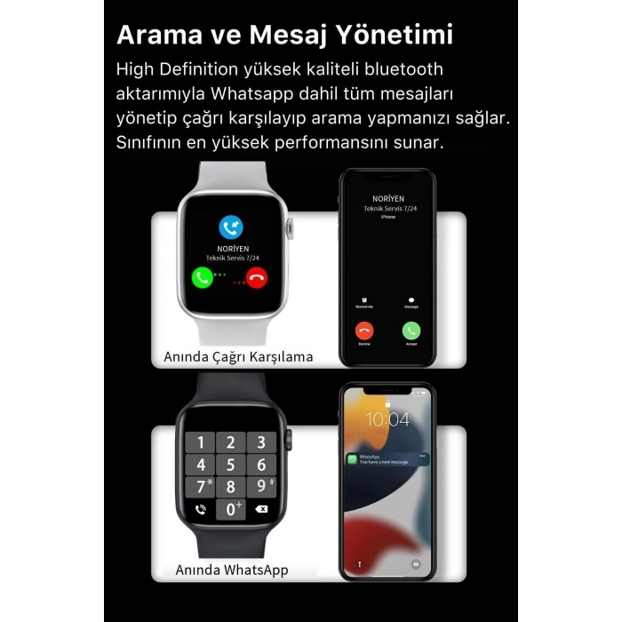 Su Geçirmez 45mm T700s Watch 7 Ios Android Sağlık Sensörlü Bluetooth Aramalı Alarm Akıllı Saat