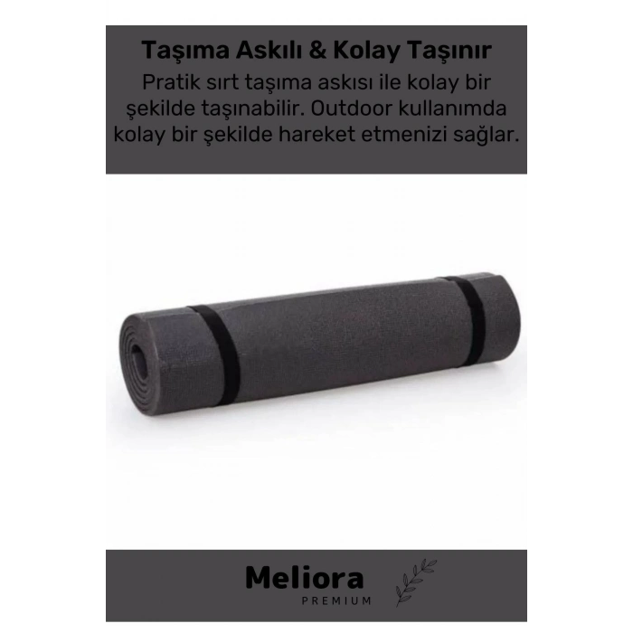 Su Geçirmez Konfor Modeli Taşıma Askılı Çift Taraflı Kamp Zemin Çadır Uyku Matı Siyah Yer Minderi