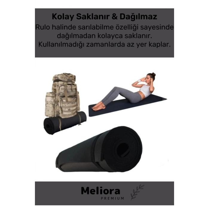 Su Geçirmez Konfor Modeli Taşıma Askılı Çift Taraflı Kamp Zemin Çadır Uyku Matı Siyah Yer Minderi