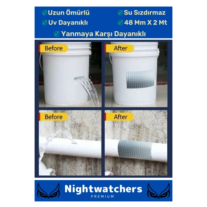 Su Geçirmez Sızdırmaz Alev Geciktirici Dayanıklı Alüminyum Sakız Çamur Bant 48mmx2mt Tamir Bandı 5