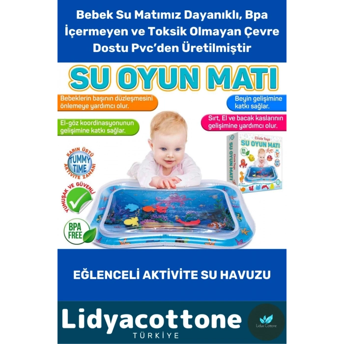 Su Oyun Matı Tummy Time Emekleme Dayanıklı Sızdırmaz Bebek Aktivite Oyuncağı Emekleme Yatak Minder
