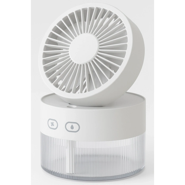 #Vantilatör Masaüstü Şarjlı Portatif Hava Soğutucu Işıklı Su Spreyli Katlanır Başlıklı USB Mini Fan