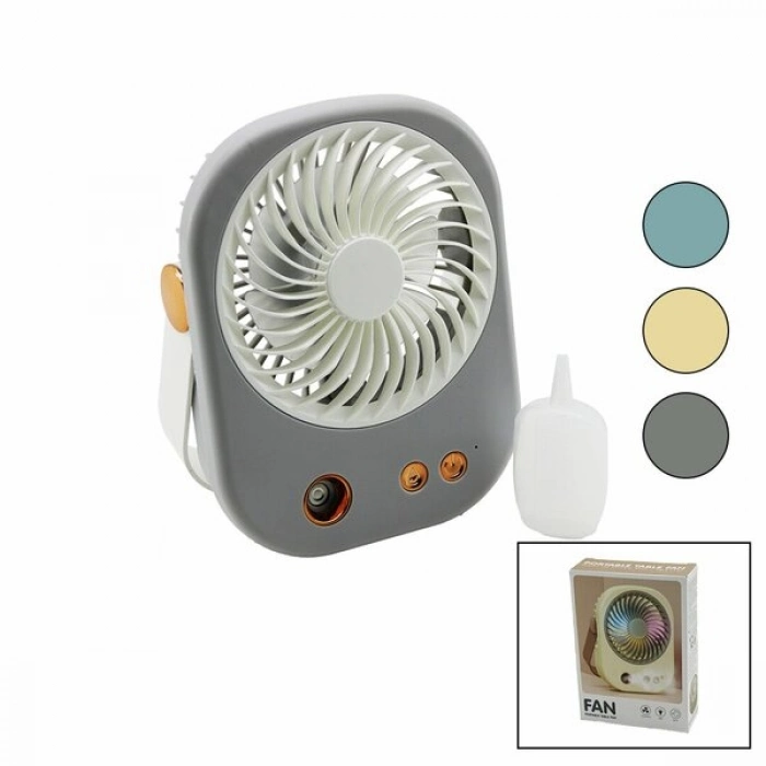 #Vantilatör Şarjlı Taşınabilir Portatif 3 Kademeli Nemlendirici Su Spreyli Masaüstü USB Mini Fan