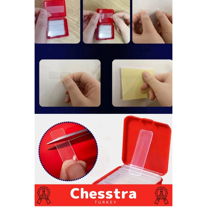 Süper Güçlü Kolay Çıkarılabilir İz Bırakmayan Çift Taraflı Kutulu Nano Şeffaf 60 Parça Bant 1 Adet