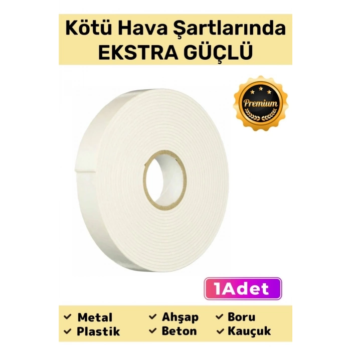 Süper Güçlü Uzun Ömürlü Kuvvetli Yapışkan Kolay Uygulanır İz Bırakmaz Çift Taraflı Köpük Bant