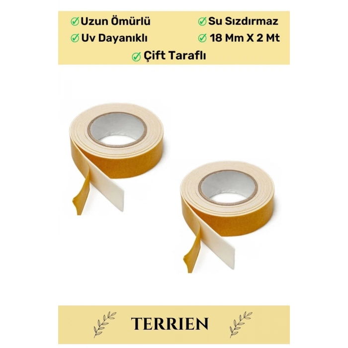 Süper Güçlü Uzun Ömürlü Kuvvetli Yapışkan Kolay Uygulanır İz Bırakmaz Çift Taraflı Köpük Bant