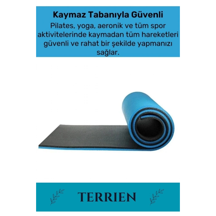 Taşıma Askılı Konfor Modeli Çift Taraflı Kaymaz Yoga Meditasyon Minderi Mavi Siyah Mat