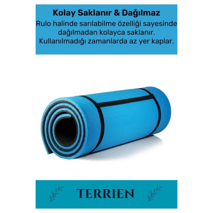 Taşıma Askılı Konfor Modeli Çift Taraflı Kaymaz Yoga Meditasyon Minderi Mavi Siyah Mat