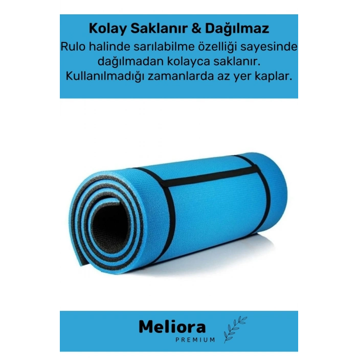 Taşıma Askılı Konfor Modeli Çift Taraflı Kaymaz Yoga Meditasyon Minderi Mavi Siyah Mat