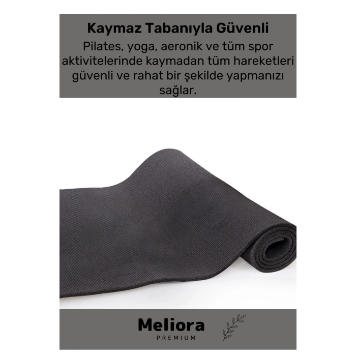 Taşıma Askılı Konfor Modeli Çift Taraflı Kaymaz Yoga Meditasyon Minderi Siyah Mat