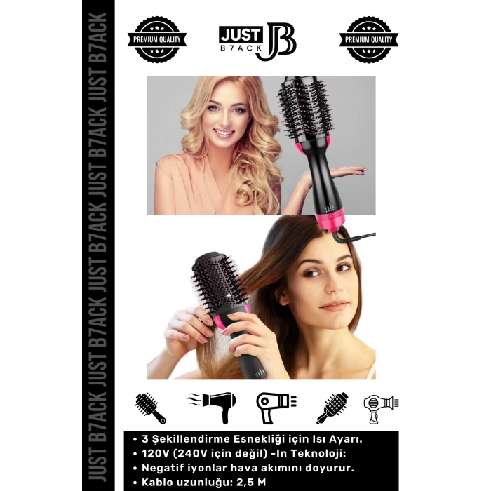 #FönTarağı 1200W 4 Vitesli Kademeli Hava Üflemeli Isı Ayarlı 2.5m Kablolu Saç Düzleştirme Fön Tarağı