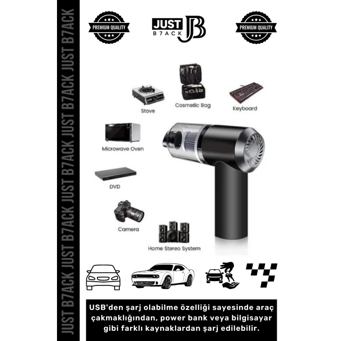 #OtoSüpürge 9000PA Çekiş Güçlü Emiş Gücü Hafif 4000mAh Lityum Pil Şarjlı Araç Süpürgesi