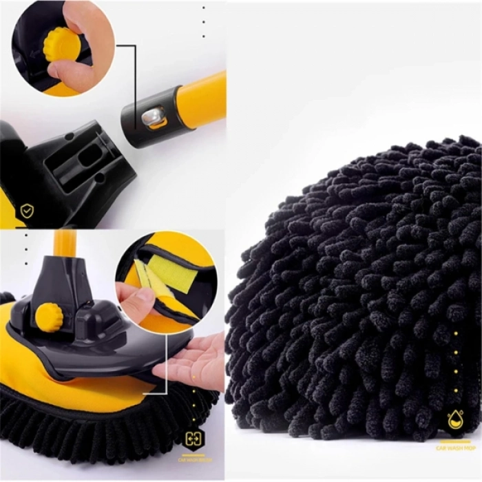 Ayarlanabilir Uzun Sap Geniş Başlık Mikrofiber Temizlik Teleskopik Saplı Kuru Islak Oto Yıkama Fırça