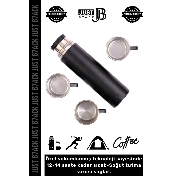 #Termos 3 Bardaklı Sıcak Soğuk Tutan Paslanmaz Çelik Vakumlu Çanta Hediyeli 550 ML Termos Set