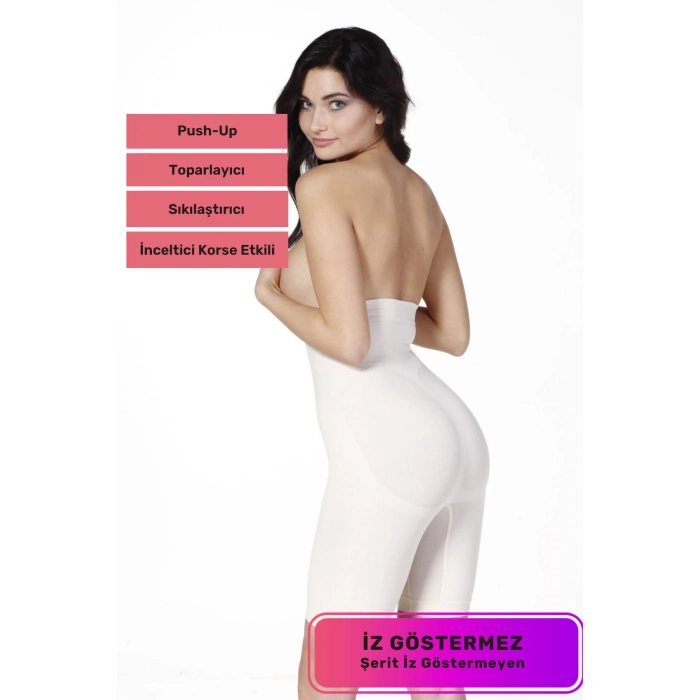 Özel Tasarım Vücut Şekillendirici Toparlayıcı İz Göstermeyen Push-Up Destekli Yüksek Bel Dikleştirici Korse