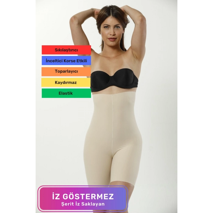 Özel Üretim Kaymaz Kadın Toparlayıcı Şekillendirici İz Yapmaz Lazer Kesim Yüksek Bel Paçalı Korse