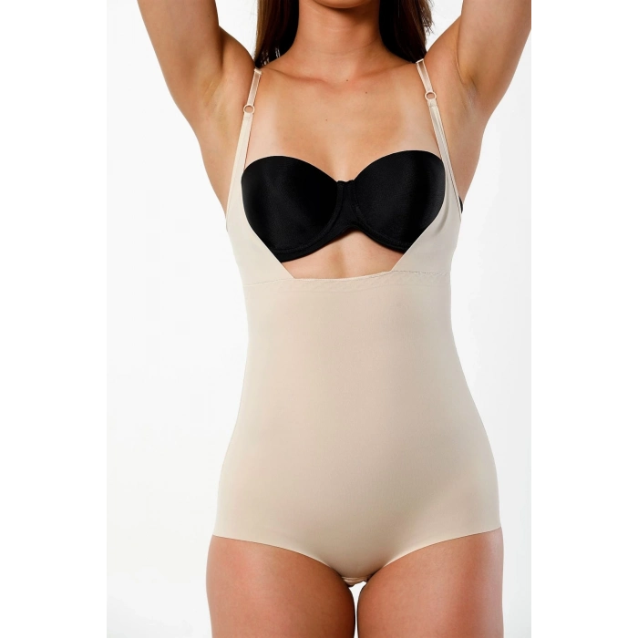 Toparlayıcı Sıkılaştırıcı İz Göstermeyen Kaymaz Lazer Kesim Gögüs Destekli Bady Korse