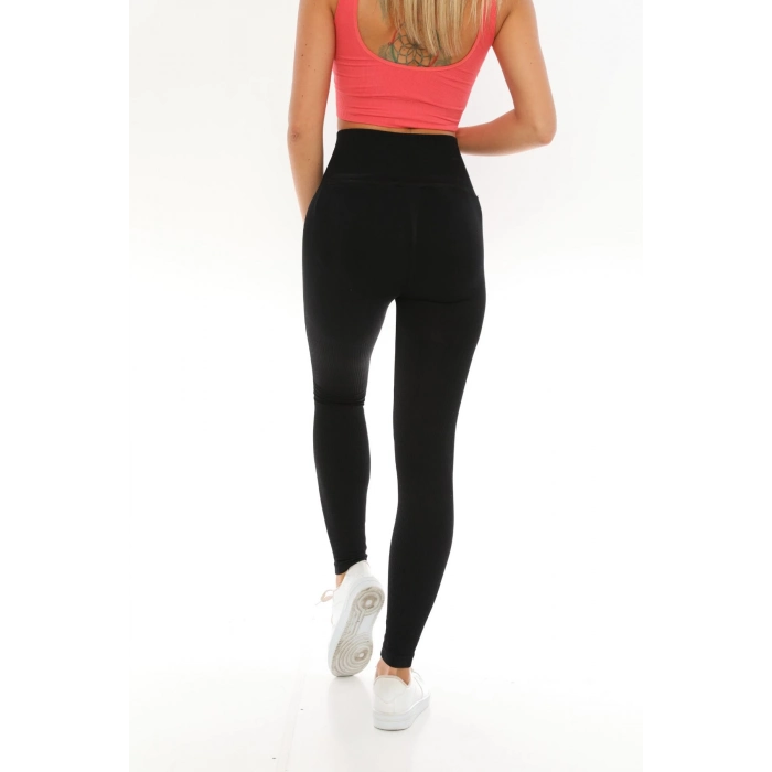 Özel Tasarım Vücut Toparlayıcı Sıkılaştırıcı Şekillendirici Kadın Spor Şık İç Göstermeyen Fitilli Tayt