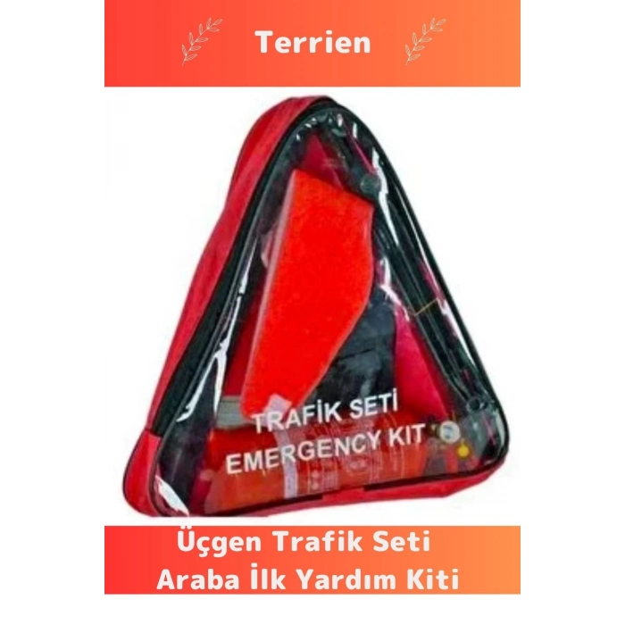 TSE Belgeli Tüvtürk Uyumlu Bez Çantalı Karayollarına Uygun Araba Oto Araba Üçgen Trafik Seti