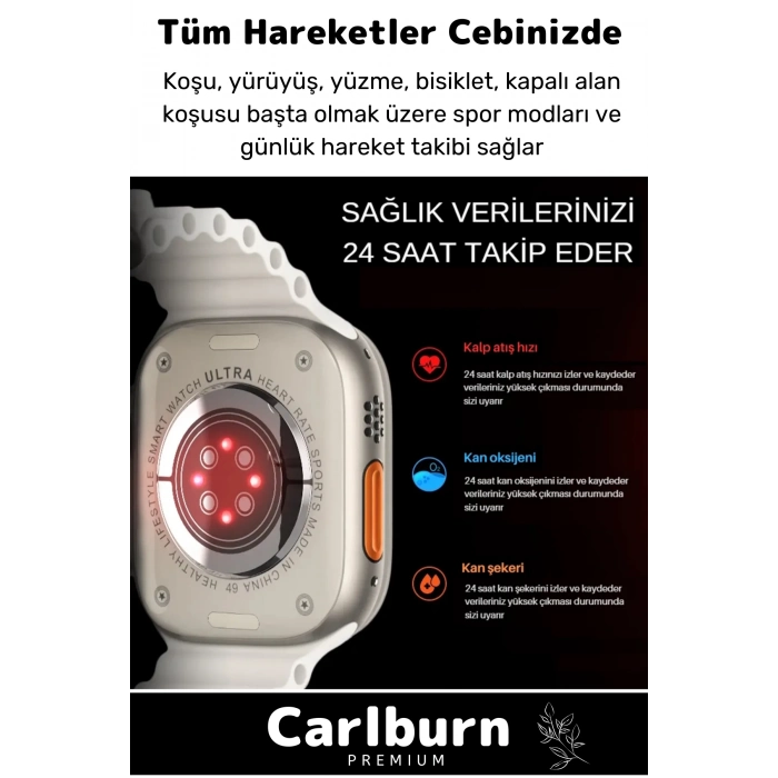 Ultra 7 in 1 Strap Bluetooth Arama Yanıtlama Bildirim Kasa Koruma Akıllı Saat + 7 Renkli Kordon