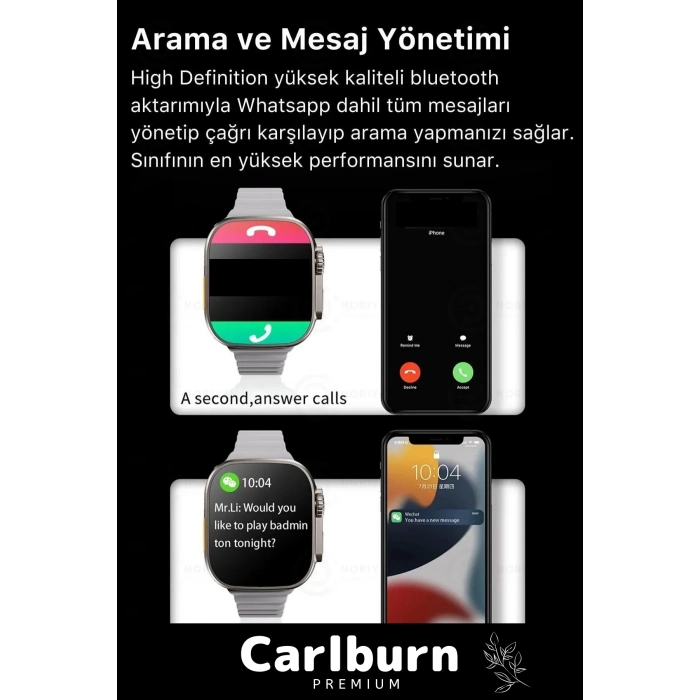 Ultra 7 in 1 Strap Bluetooth Arama Yanıtlama Bildirim Kasa Koruma Akıllı Saat + 7 Renkli Kordon
