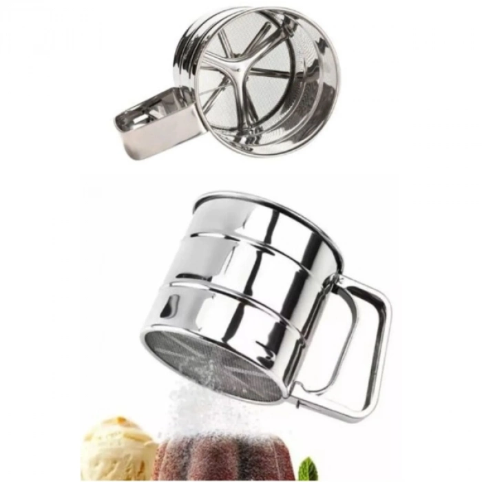 #Elek Paslanmaz Çelik Gövde Ergonomik Dayanıklı Büyük Kapasiteli Mükemmel Sonuç Kolay Temiz Un Eleği