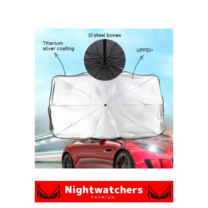 Uyumlu Titanyum Gümüş Kaplama UV Geçirmez Güçlü Çantalı Sağlam Araç İçi Ön Cam Şemsiye Güneşlik