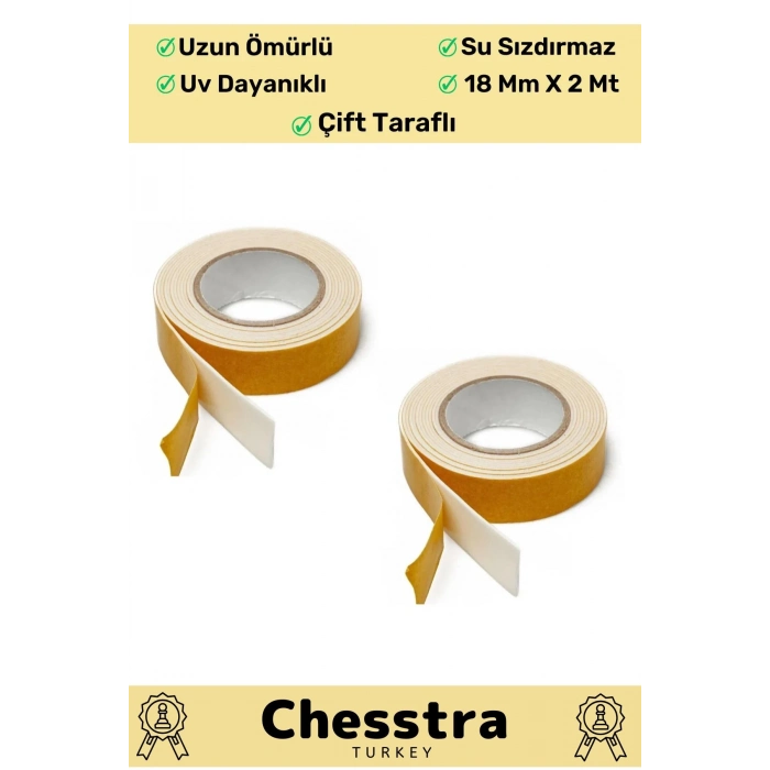 Uzun Ömürlü Süngerli Ultra Yapışkan İç Dış Mekan Çok Amaçlı Çift Taraflı 18mmx2m Köpük Bant 5 Adet