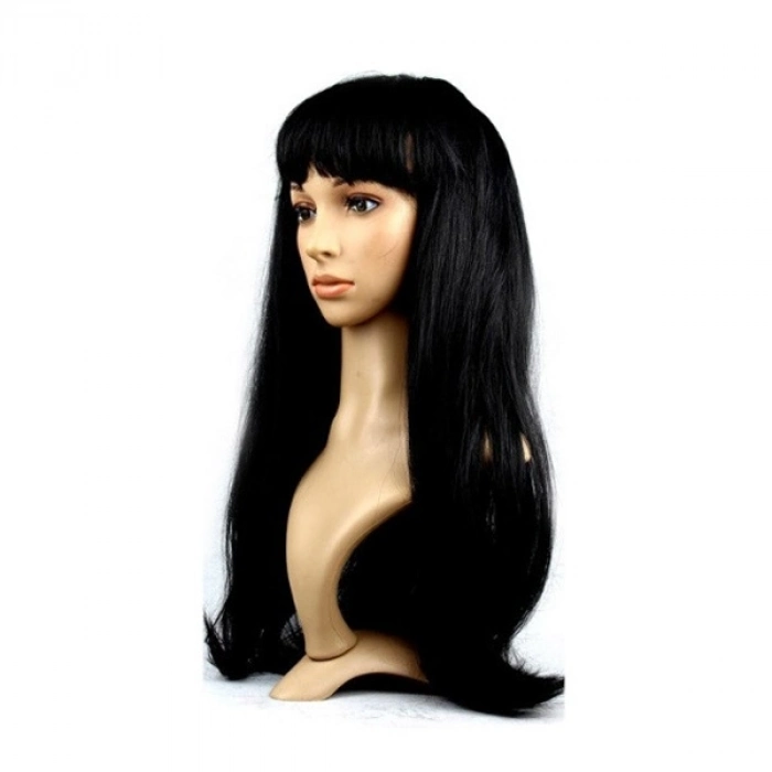 #Peruk Gerçekçi Görünümlü Astarlı 60 cm Yetişkin Kullanımı Kaliteli Uzun Siyah Peruk Saç