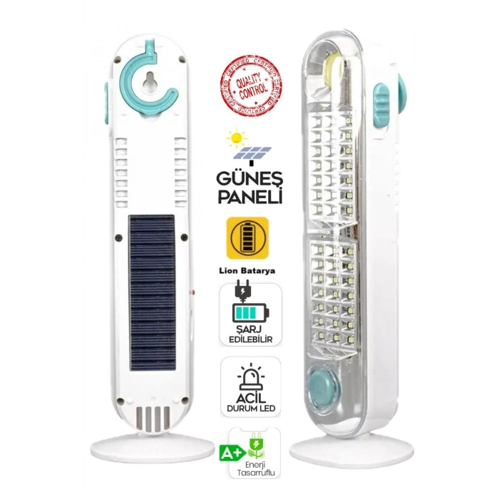 #ŞarjlıIşıldak Masa Lambası V005 42 Ledli+Fener Solar Güneş Panelli Ultra Güçlü Ledli Şarjlı Işıldak