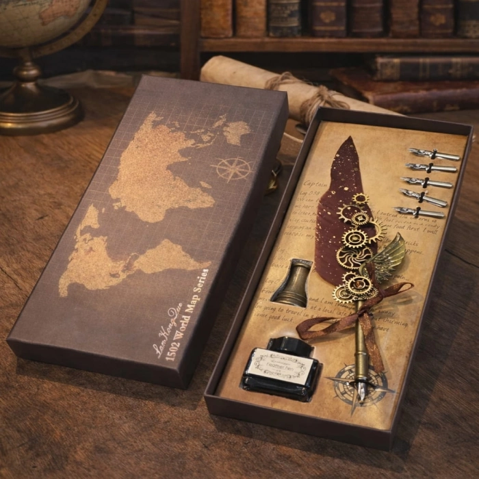 #DivitSeti Kaligrafi Mürekkepli Nostaljik Antika Tasarım Vintage Tüylü Divit Kalem Hediye Seti