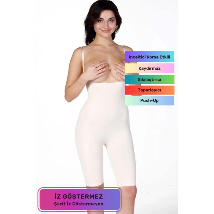 Vücut Şekillendirici Sıkılaştırıcı İz Göstermeyen Kaymaz Toparlayıcı Destekli Göğüs Altı Tam Korse