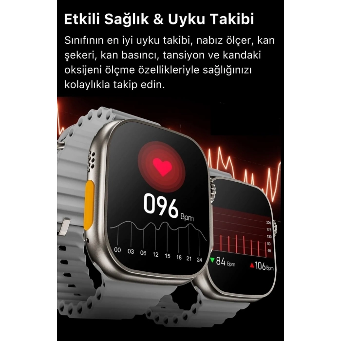Watch 8 Ultra Series Ios Android Uyumlu Spor Sağlık Sensörlü 45mm Ultra Akıllı Saat