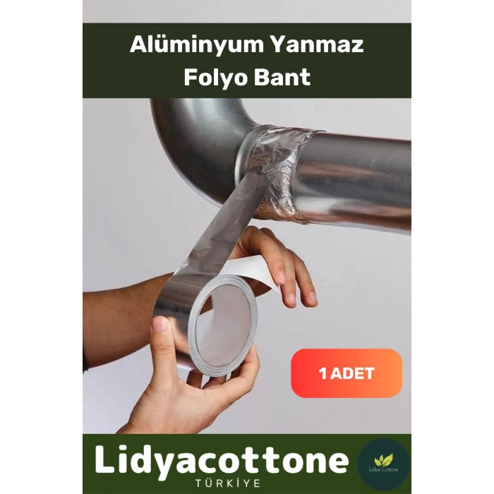 Yanmaz Folyo Bant 45mm - 5mt - Sıcaklığa Dayanıklı Tamir Soba Boru Yama Alüminyum