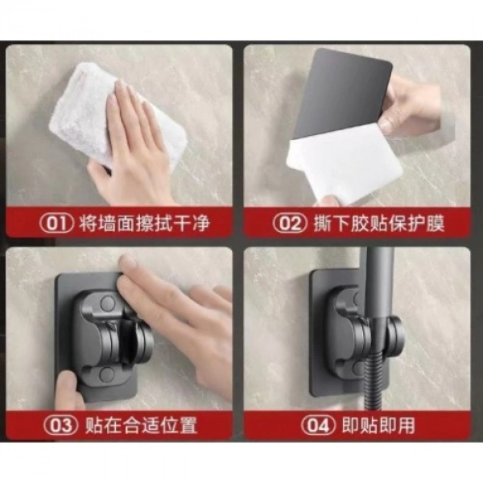 Özel Üretim Banyo Modern Ayarlı Kolay Montaj Konfor Siyah Yapışkanlı Duş Başlığı Tutucu Ayarlı Siyah