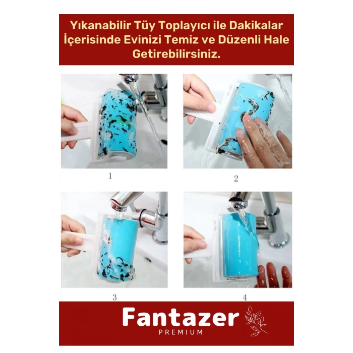 Yeni Nesil Dayanıklı Evcil Hayvan Kedi Köpek Bot Yıkanabilir Pratik Tüy Toz Toplama Rulosu Aparatı