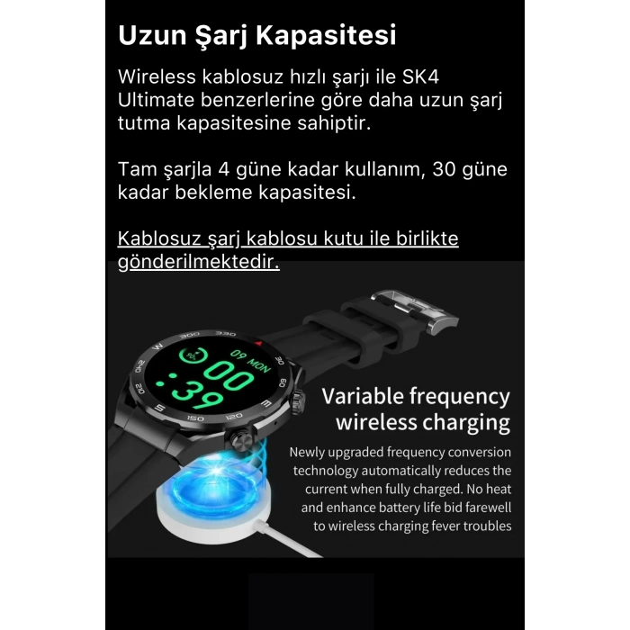 Yeni Nesil SK4 Ultimate Amoled HD Oval Ekran Spor Sağlık Sensörlü IOS Android Uyumlu Akıllı Saat