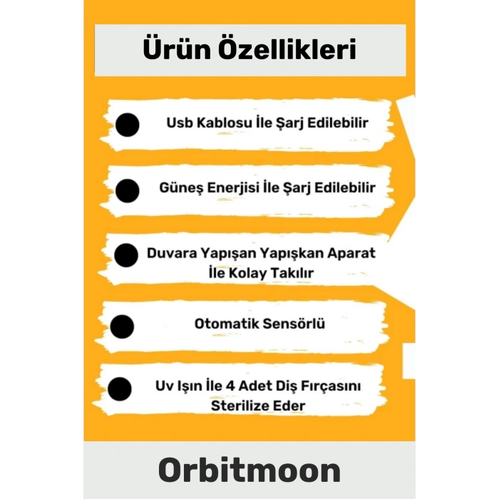 Yeni Seri Güneş Enerjili Usb Şarjlı Diş Macun Sıkacağı Sterilizatörlü 4 Adet Diş Fırçalığı Tutucu
