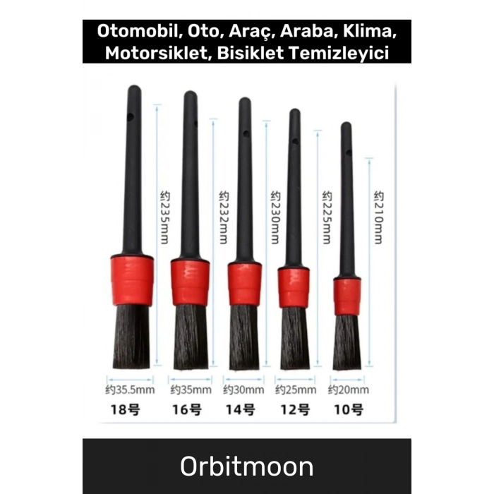 Yeni Seri Pratik Islak Kuru Otomobil Oto Araç Araba Klima Temizlik Detay Fırçası 5+1 Set