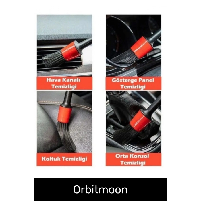 Yeni Seri Pratik Islak Kuru Otomobil Oto Araç Araba Klima Temizlik Detay Fırçası 5+1 Set