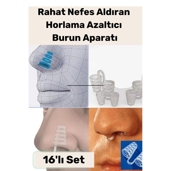 Yeni Seri Rahatlatıcı Uyku Önleyici Horlama Azaltıcı Nefes Alıp Verme Burun Delik Aparatı 16lı Set