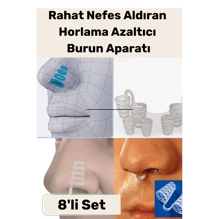 Yeni Seri Rahatlatıcı Uyku Önleyici Horlama Azaltıcı Nefes Alıp Verme Burun Delik Aparatı 8li Set