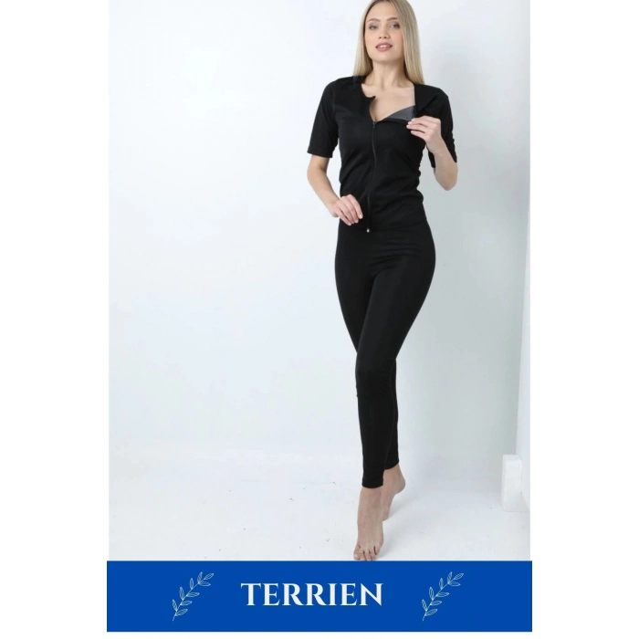 Yeni Seri Toparlayıcı Sıkılaştırıcı Şekillendirici Terleme Kadın Kısa Kollu Fermuarlı Sauna Takım