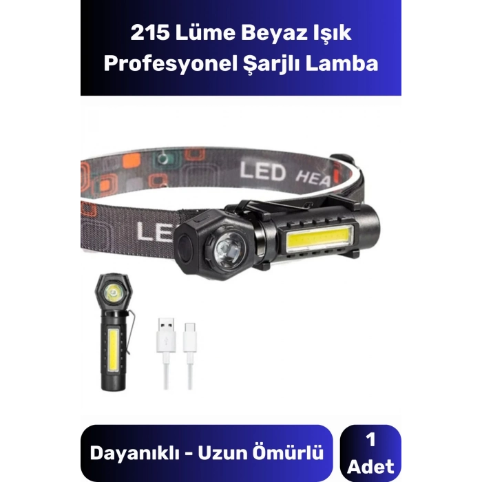 Yeni Sezon Nokta Geniş Aydınlatma Sert Plastik 150 Metre Şarjlı Mıknatıslı Kafa Lambası