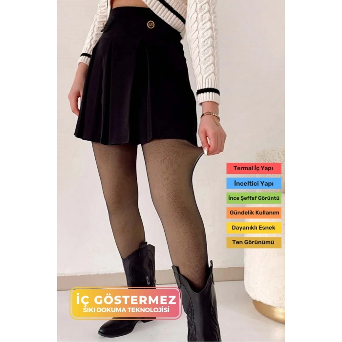 Yeni Sezon Toparlayıcı Korse Etkili Rahat Şık Sıcak Tutan İçi Peluş Termal Ten Görünümlü Tayt Çorap