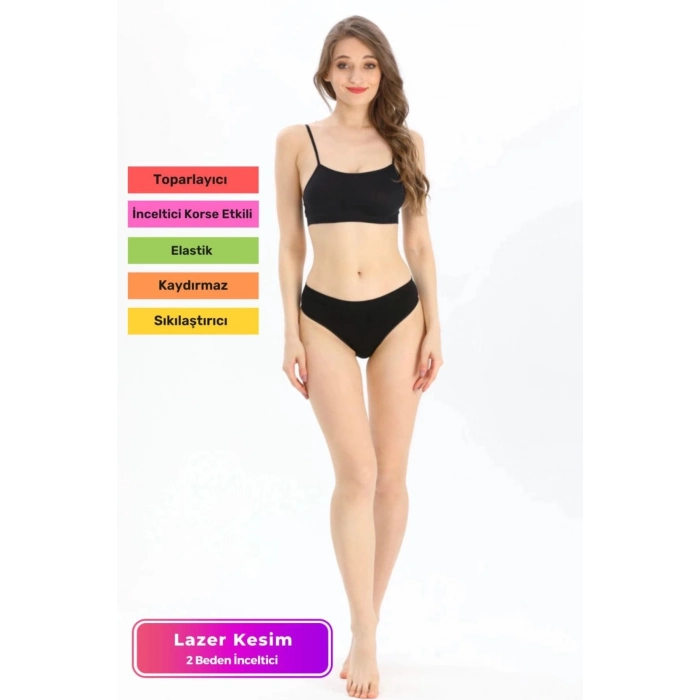 Yeni Sezon Toparlayıcı Şekillendirici Zarif Siyah Şık Kadın Brazilian Slip Külot İç Çamaşırı