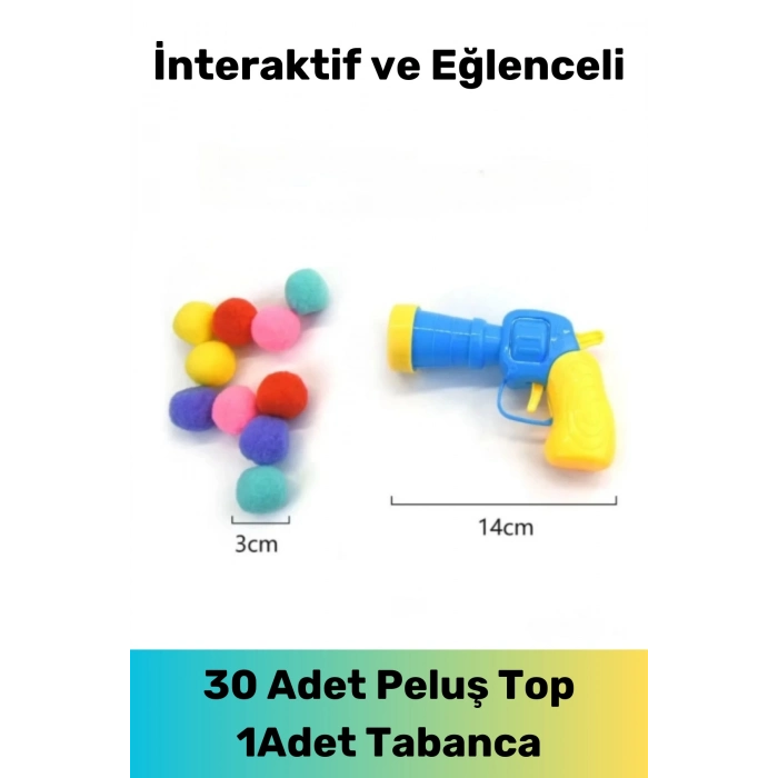 Yeni Tasarım Top Atan Tabancalı 30 Peluş Toplu İnteraktif Eğlenceli Evcil Hayvan Kedi Oyuncağı Seti