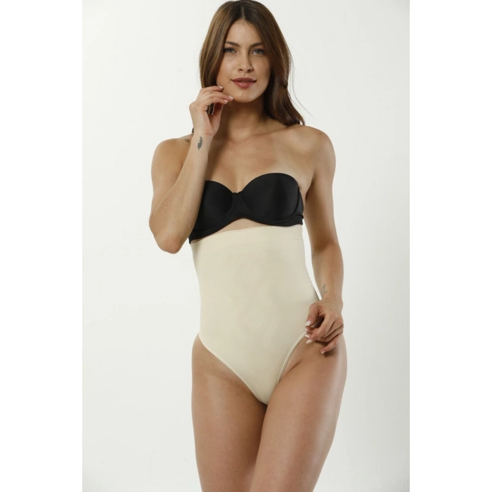 Yüksek Bel Karın Toparlayıcı Kaymaz İz Göstermeyen Sıkılaştırıcı Kadın Slip String Tanga Korse
