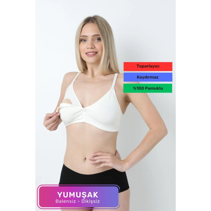 Yumuşak Toparlayıcı Rahat Dayanıklı Tam Kalıp Beatris Pamuklu Balensiz Emzirme Sütyen