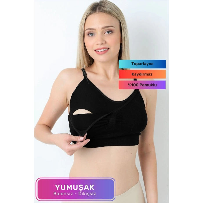 Yumuşak Toparlayıcı Rahat Dayanıklı Tam Kalıp Dikişsiz Pamuklu Balensiz Emzirme Sütyen